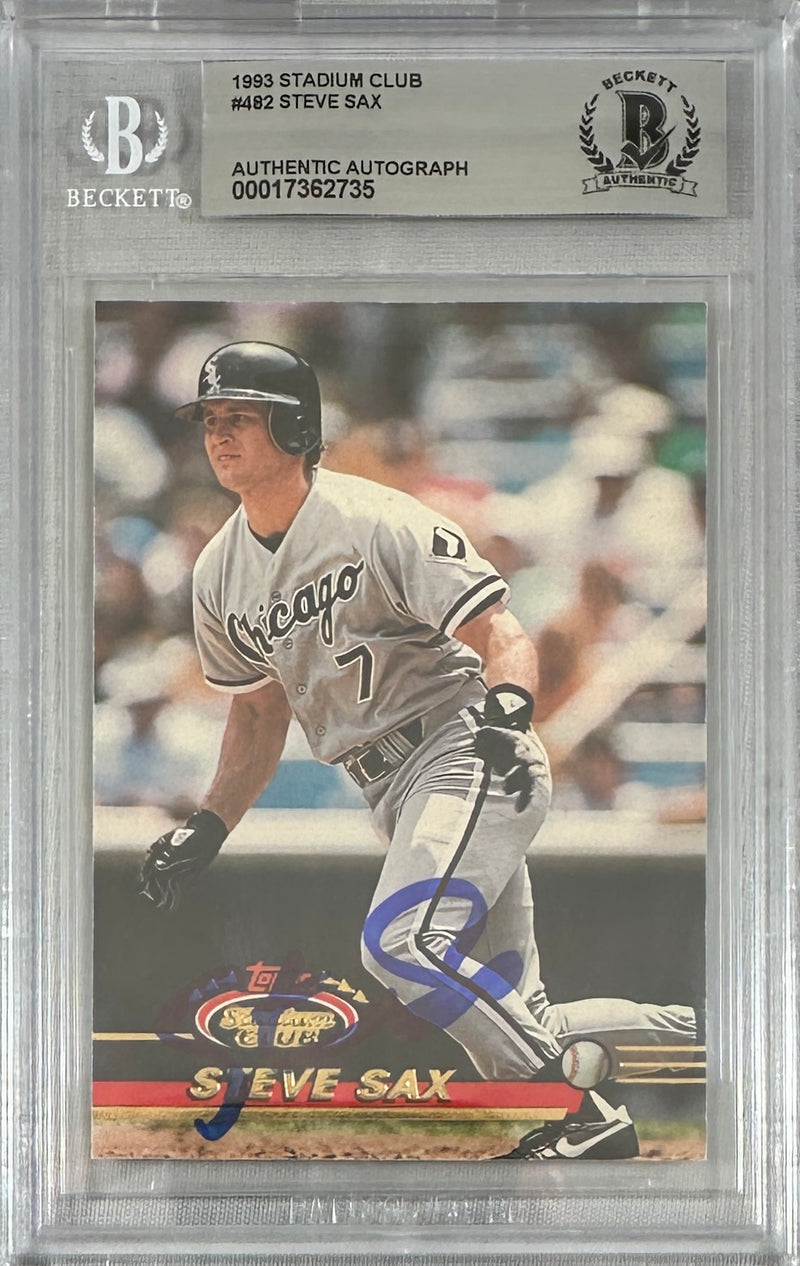 Steve Sax auto signed card 1993 Topps #482 MLB White Sox BAS Encap