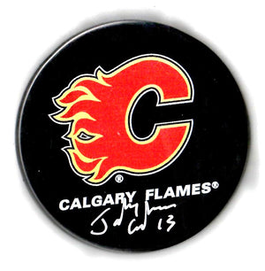 Johnny Gaudreau autographed signed puck NHL Calgary Flames JSA COA