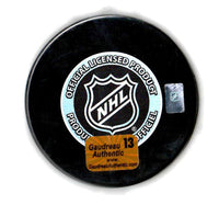 Johnny Gaudreau autographed signed puck NHL Calgary Flames JSA COA