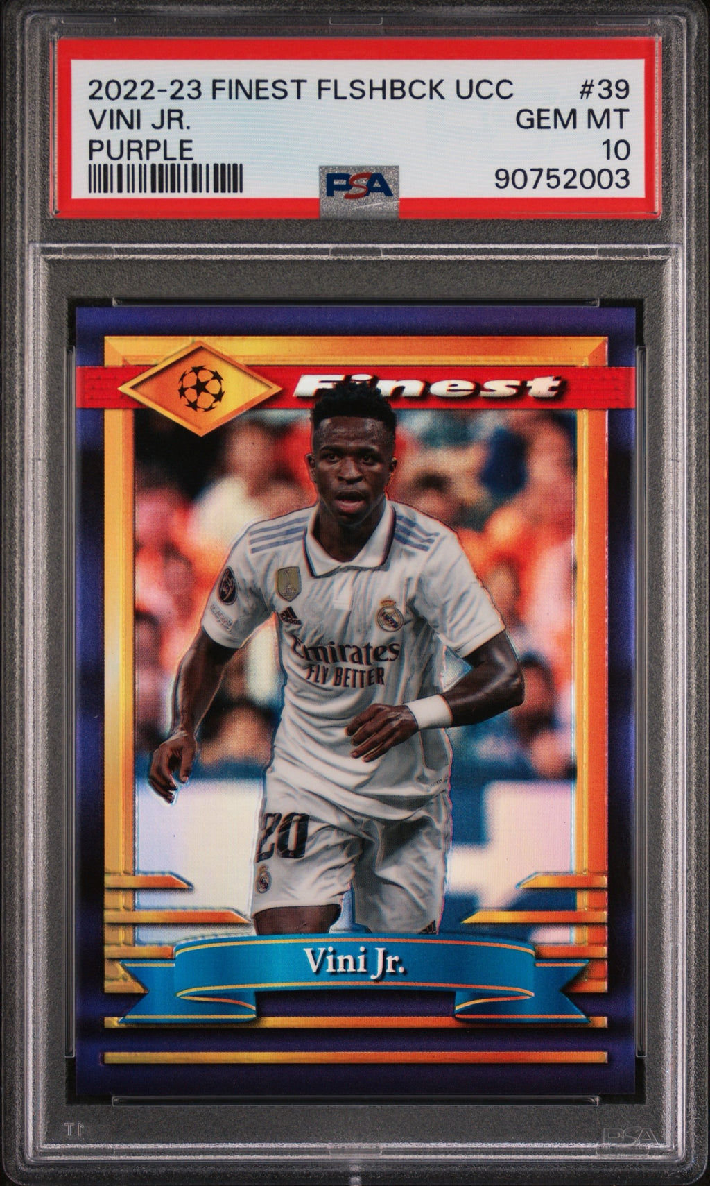 Vini Jr. 2022-23 Topps Finest Flashbacks #39 Purple Refractor /15 PSA 10