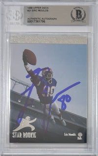 Eric Moulds autographed signed Pinnacle 1996 #21 Buffalo Bills BAS Encap RC