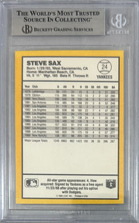 Steve Sax auto signed card 1990 Leaf #24 MLB White Sox BAS Encap