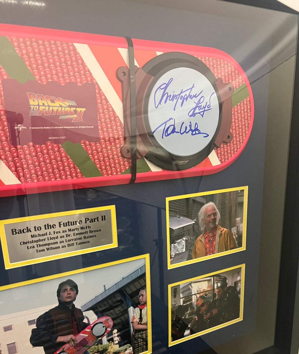 Fox, Lloyd, Lea , Wilson signed framed hoverboard Back To The Future Beckett