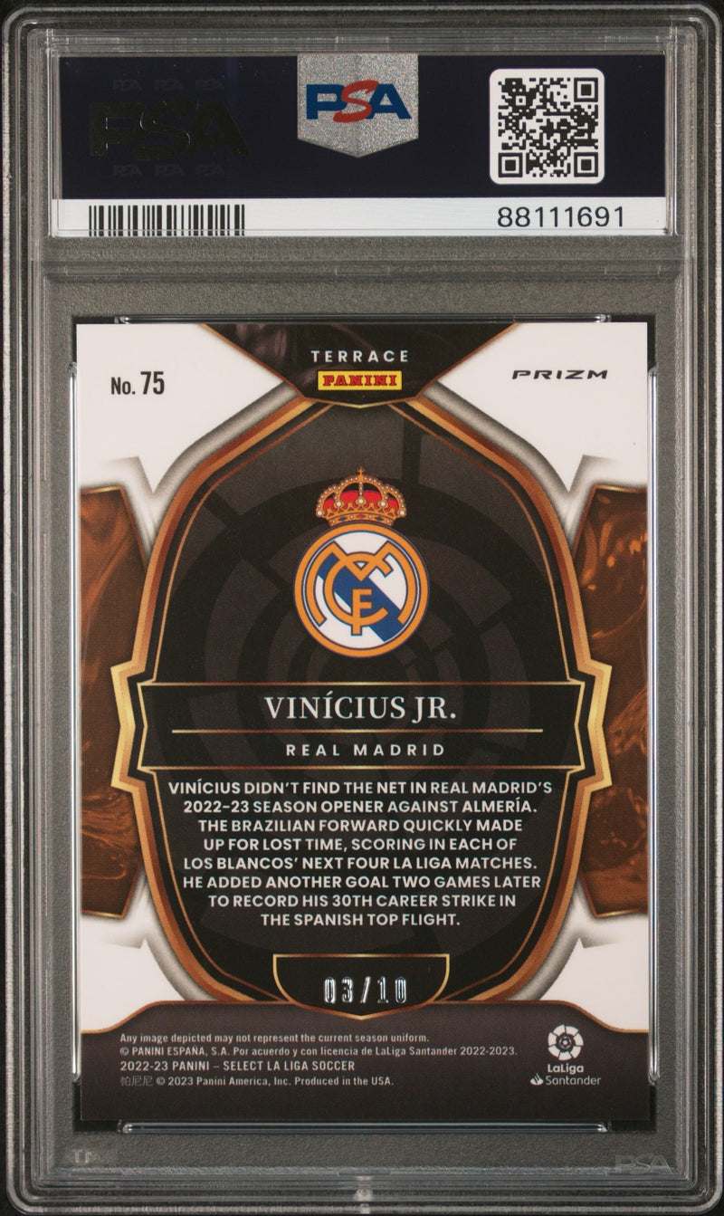Vinicius Jr. 2022-23 Panini Select Gold Mojo #75 /10 PSA 9