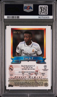Vini Jr. 2022-23 Topps Finest Flashbacks #39 Purple Refractor /15 PSA 10