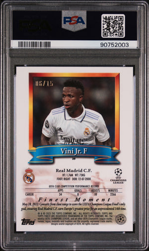 Vini Jr. 2022-23 Topps Finest Flashbacks #39 Purple Refractor /15 PSA 10
