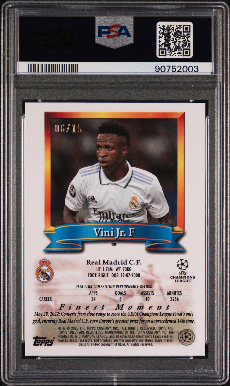 Vini Jr. 2022-23 Topps Finest Flashbacks #39 Purple Refractor /15 PSA 10
