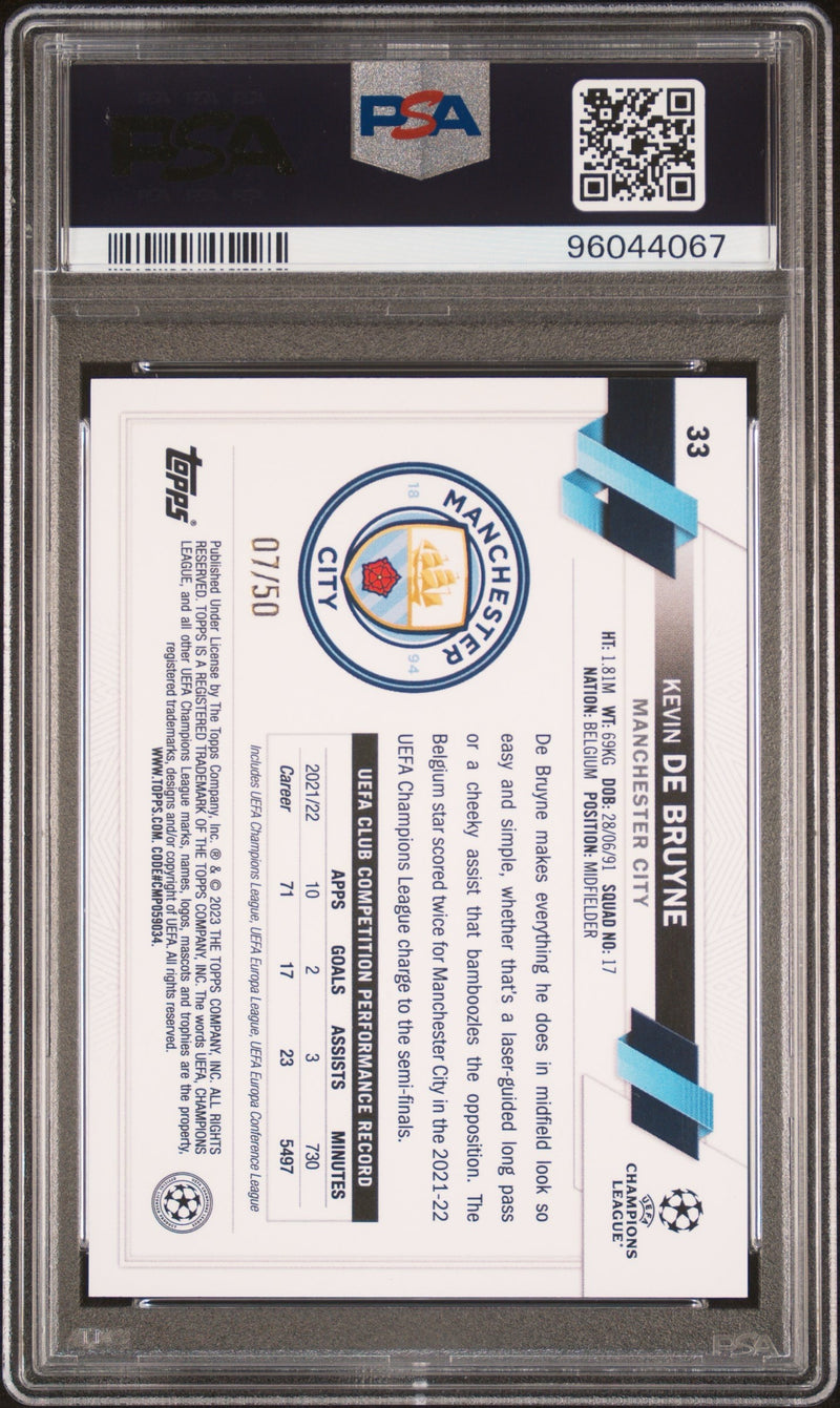 Kevin De Bruyne 2022-23 Topps Gold Foil PSA 10 /50 #33 UEFA