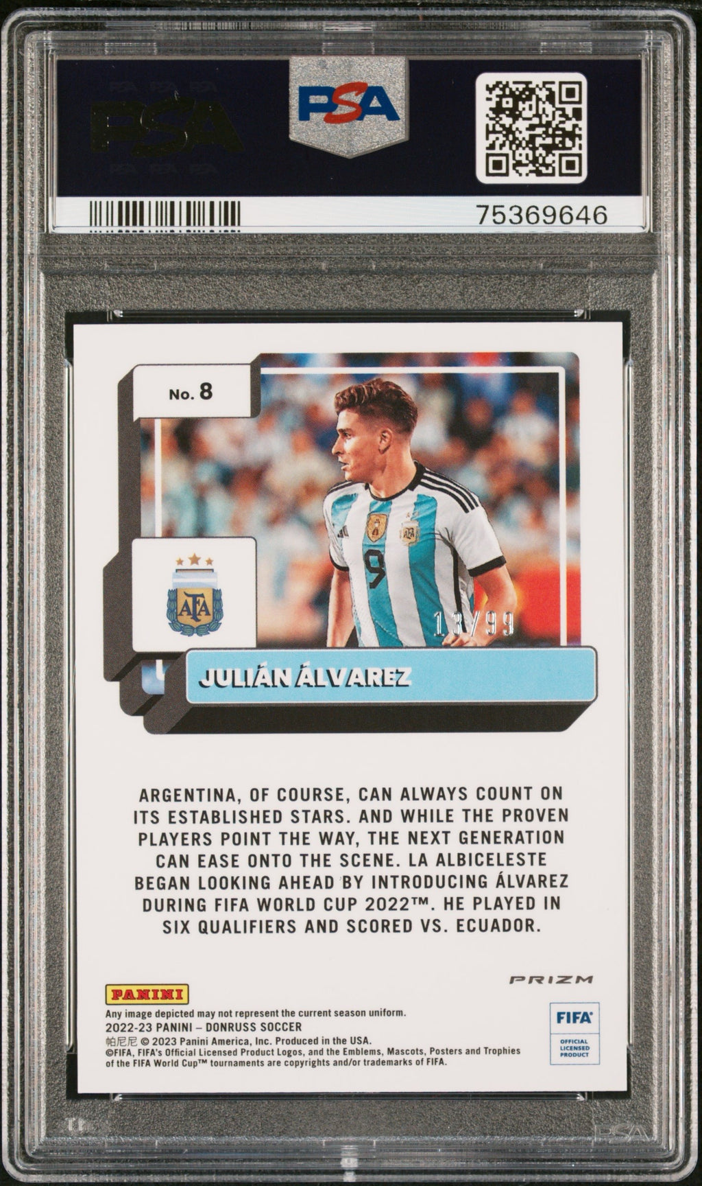 Julian Alvarez 2022-23 Panini Donruss RC #8 PSA 10