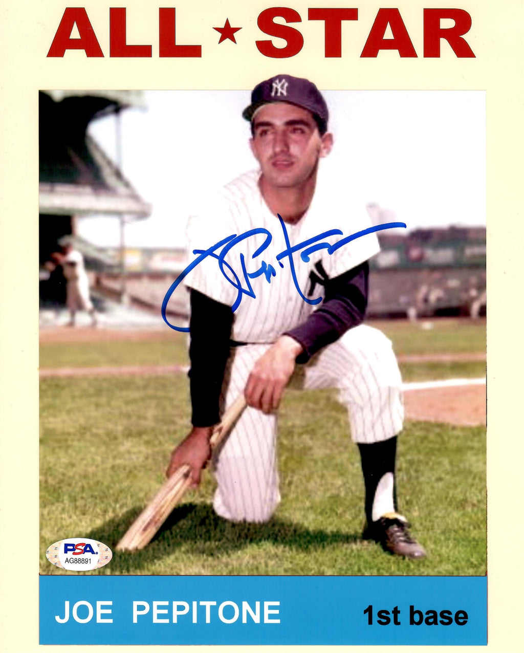 Joe Pepitone autographed signed 8x10 photo MLB New York Yankees PSA COA
