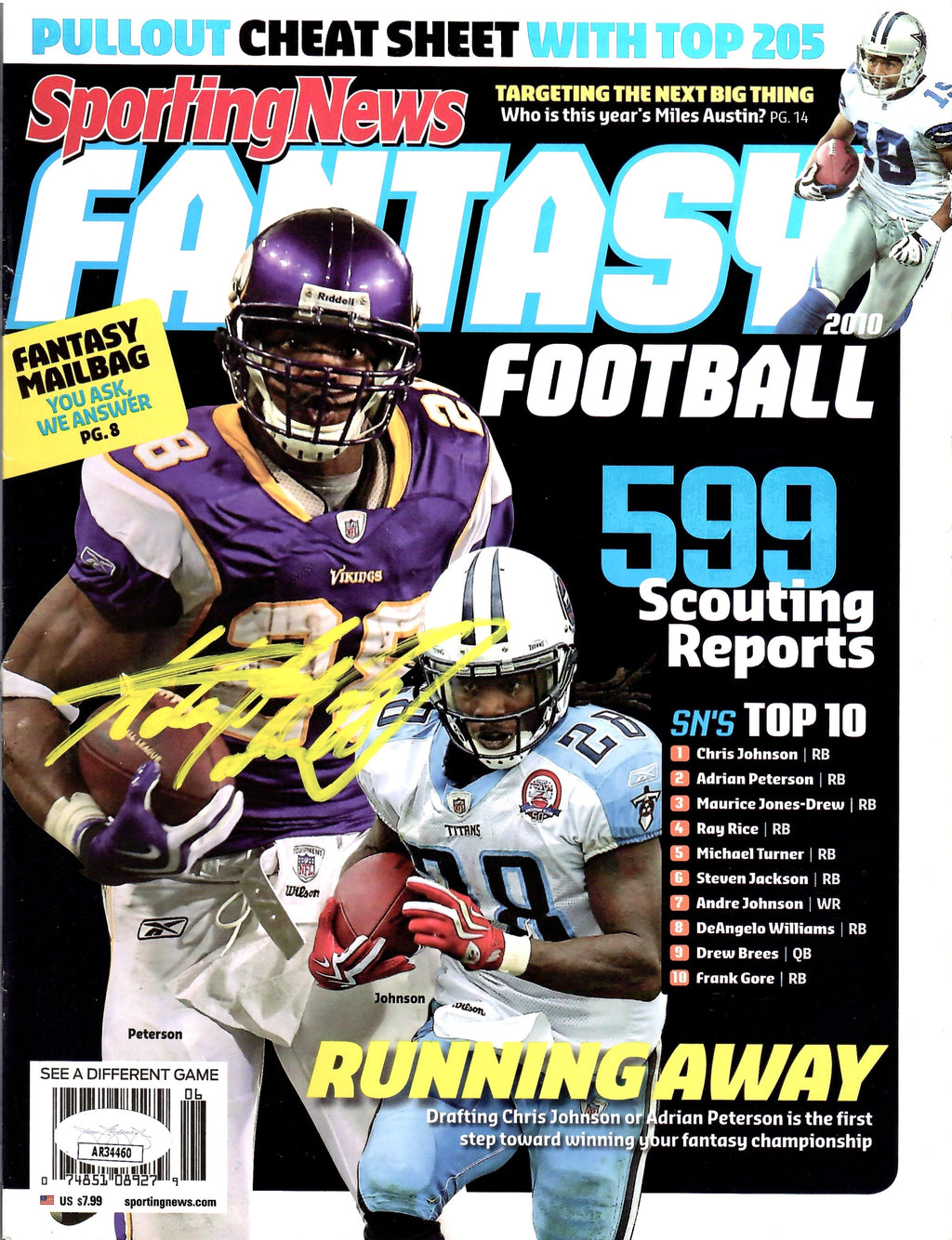 Adrian Peterson autographed signed Magazine NFL Minnesota Vikings JSA COA