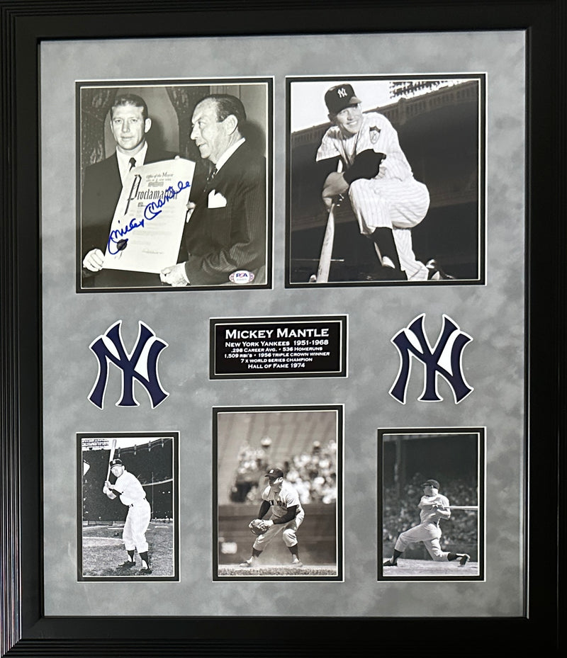 Mickey Mantle autographed signed framed 8x10 photo MLB New York Yankees PSA