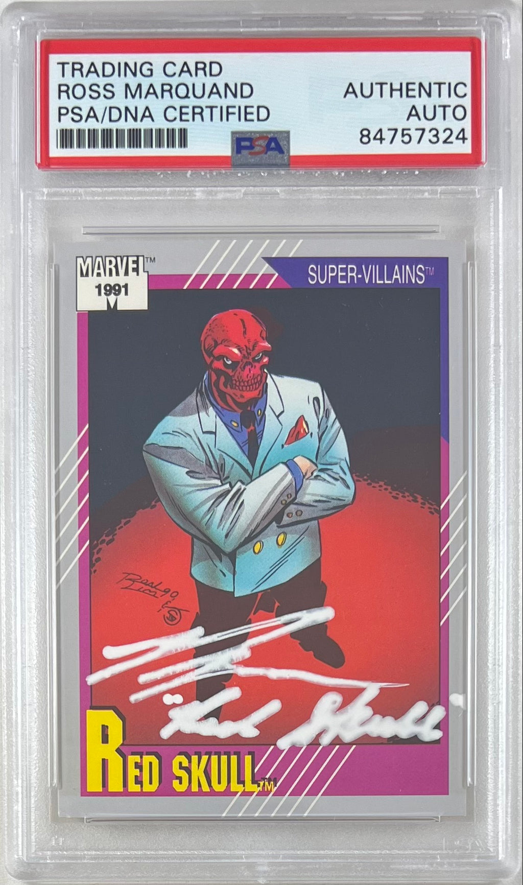 Ross Marquand auto 1991 Marvel Super-Villains #90 card Red Skull PSA Encap