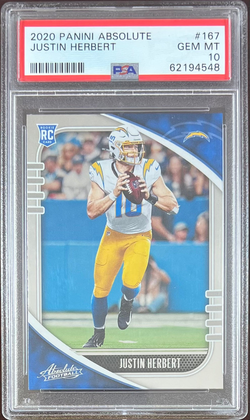 Justin Herbert GEM MINT 10 2020 Panini Absolute RC PSA Encap Los Angeles Chargers