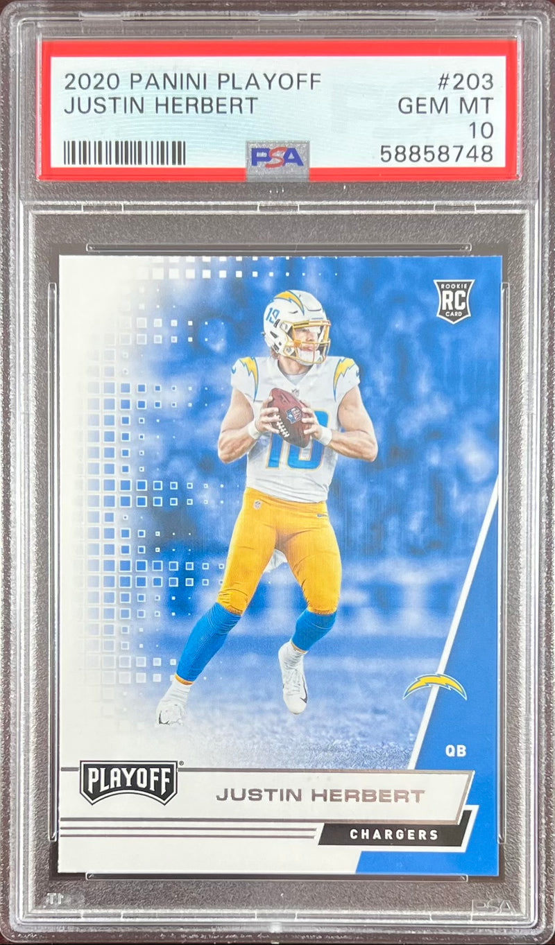 Justin Herbert GEM MINT 10 2020 Panini Playoff RC PSA Encap Los Angeles Chargers