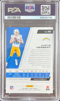 Justin Herbert GEM MINT 10 2020 Panini Playoff RC PSA Encap Los Angeles Chargers