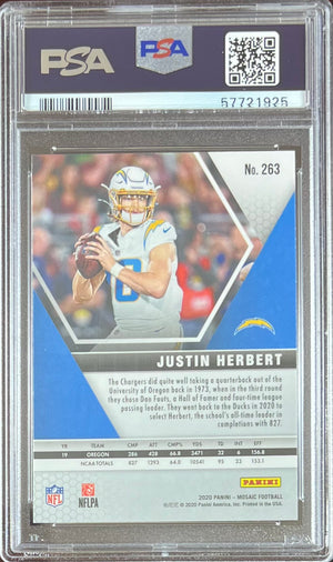 Justin Herbert GEM MINT 10 2020 Panini Mosaic RC PSA Encap Los Angeles Chargers