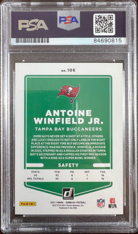 Antoine Winfield Jr auto 2021 Donruss card Tampa Bay Buccaneers PSA Encapsulated