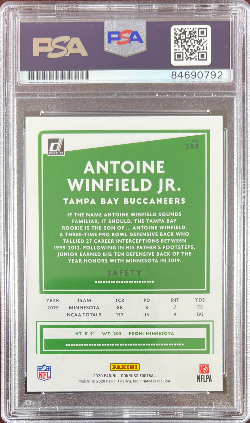 Antoine Winfield Jr auto 2020 Donruss RC Tampa Bay Buccaneers PSA Encapsulated