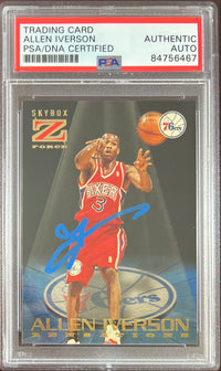 Allen Iverson auto RC 1997 SkyBox Z Force #10 Philadelphia 76ers PSA Encap