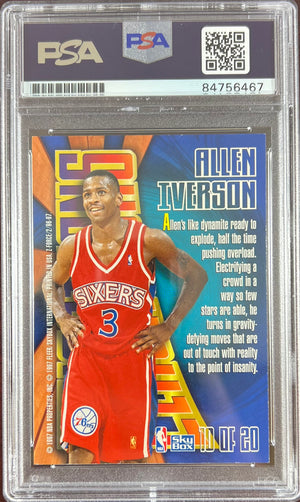 Allen Iverson auto RC 1997 SkyBox Z Force #10 Philadelphia 76ers PSA Encap