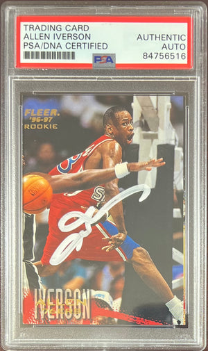 Allen Iverson auto RC 1997 Fleer Ultra #235 Philadelphia 76ers PSA Encap