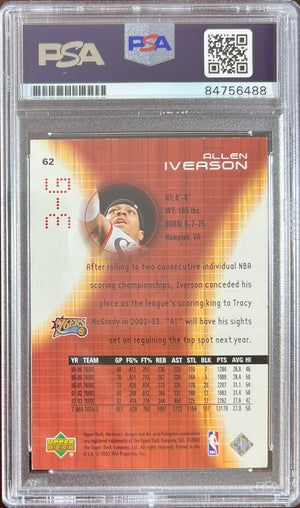 Allen Iverson auto card 2003 Upper Deck #62 Philadelphia 76ers PSA Encap