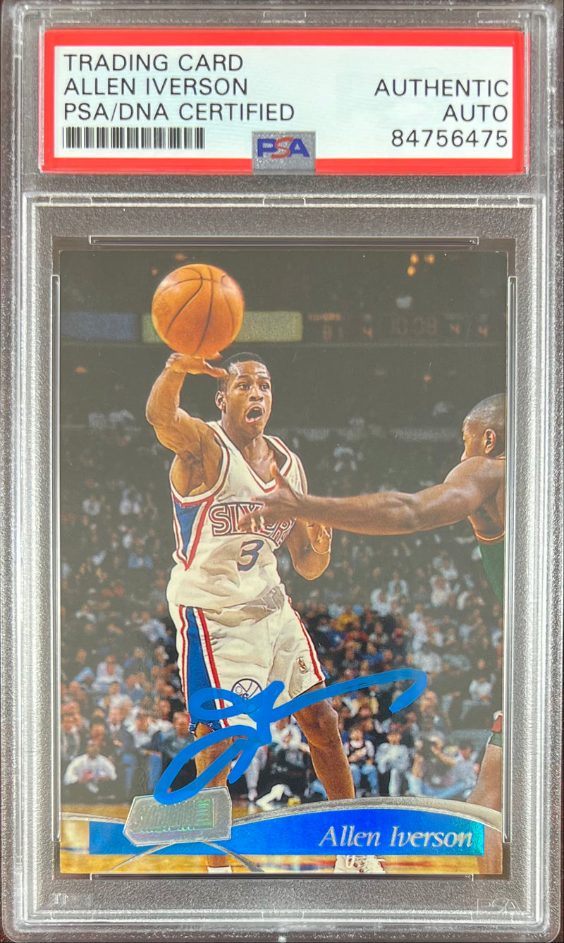 Allen Iverson auto card 1997 Topps Stadium Club Philadelphia 76ers PSA Encap