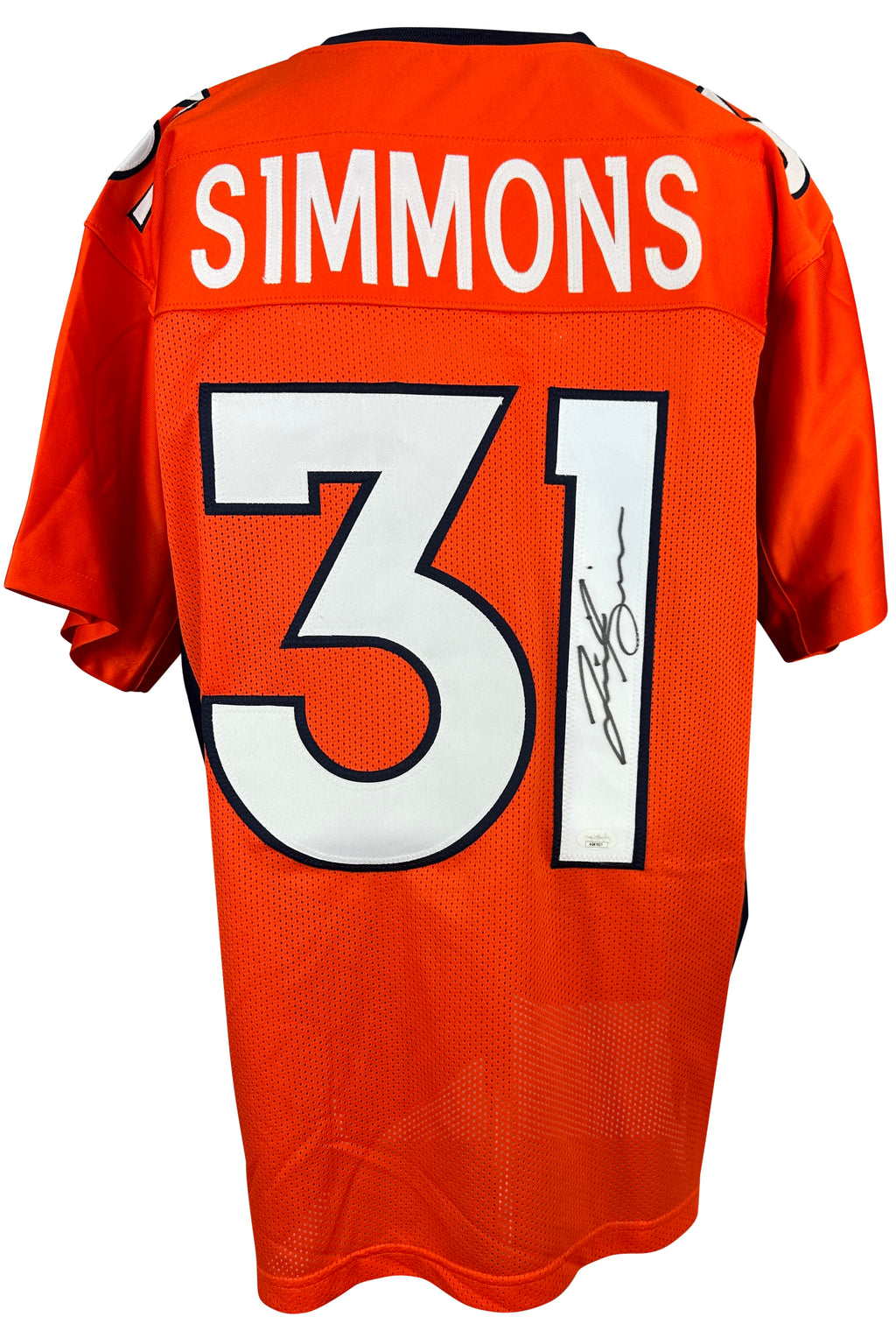 Justin Simmons autographed signed jersey Orange pro style JSA COA