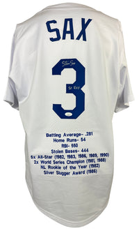 STEVE SAX SIGNED INSCRIBED WHITE PRO STYLE JERSEY JSA COA