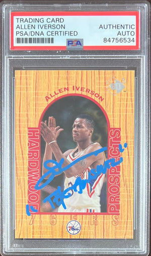 Allen Iverson auto inscribed RC 1997 Upper Deck #14 Philadelphia 76ers PSA Encap