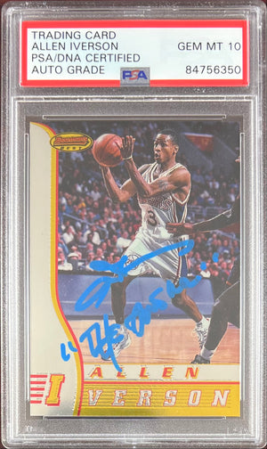 Allen Iverson auto inscribed RC Bowman's Best Philadelphia 76ers PSA Gem Mint 10