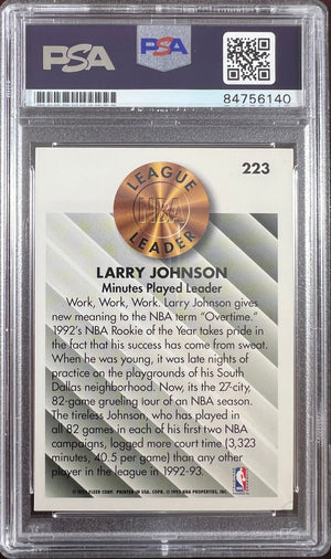 Larry Johnson auto 1993 Fleer #223 card Charlotte Hornets PSA Encapsulated