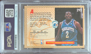 Larry Johnson auto 1993 Fleer #292 card Charlotte Hornets PSA Encapsulated