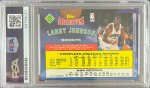 Larry Johnson auto 1993 Topps #144 card Charlotte Hornets PSA Encapsulated