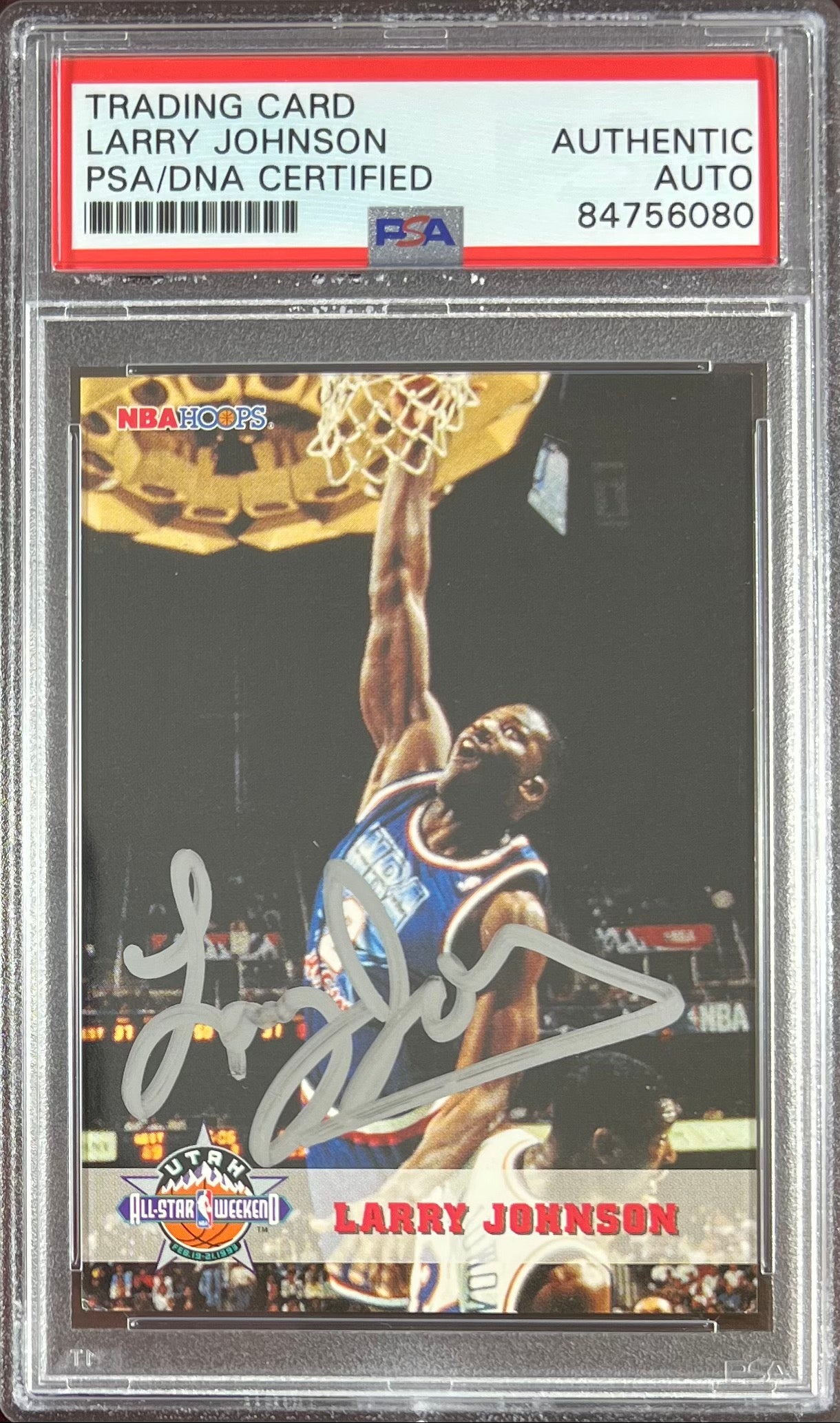 Larry Johnson auto 1993 NBA Hoops #260 card Charlotte Hornets PSA 