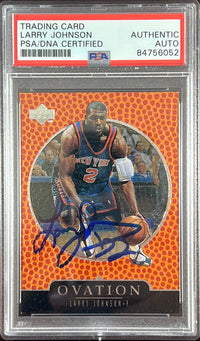 Larry Johnson auto 1998 Upper Deck #46 card New York Knicks PSA Encapsulated