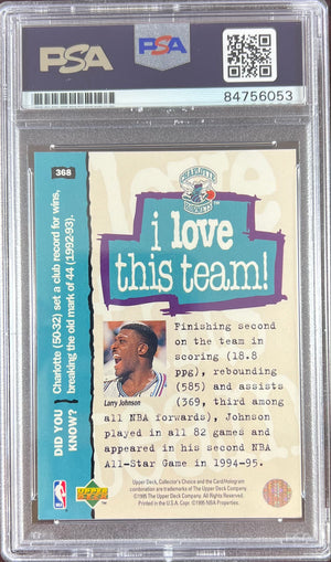 Larry Johnson auto 1995 Upper Deck #368 card Charlotte Hornets PSA Encapsulated