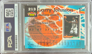 Larry Johnson auto 1993 Topps #213 card Charlotte Hornets PSA Encapsulated