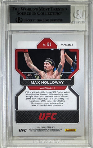 Max Holloway auto inscribed 2022 Panini Prizm card #188 UFC BAS Encapsulated