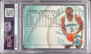 Larry Johnson auto signed 1996 Fleer #11 card Charlotte Hornets PSA Encapsulated