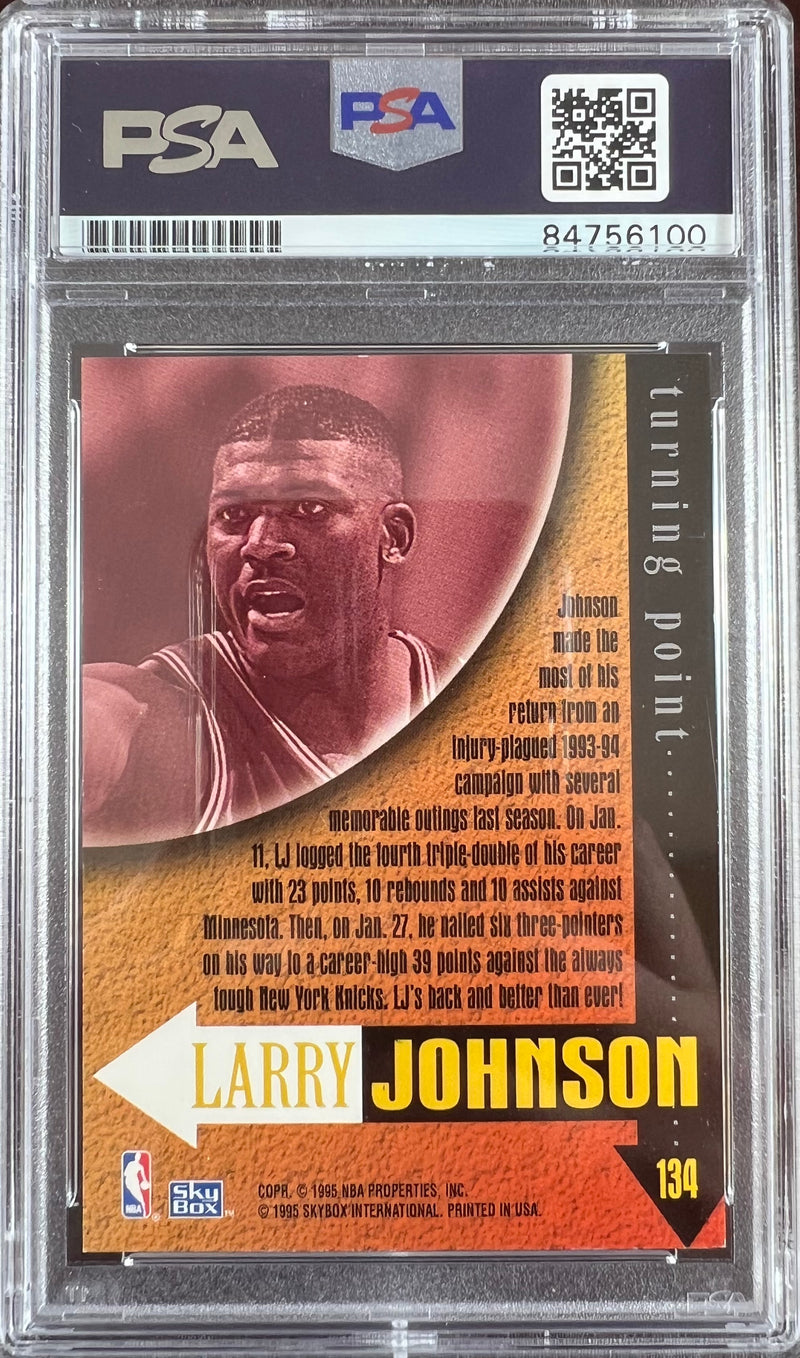 Larry Johnson auto 1995 SkyBox #134 card Charlotte Hornets PSA Encapsulated