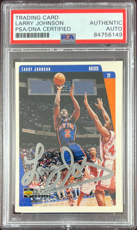 Larry Johnson auto 1997 Upper Deck #92 card New York Knicks PSA Encapsulated