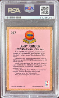 Larry Johnson auto 1992 Fleer #247 card Charlotte Hornets PSA Encapsulated