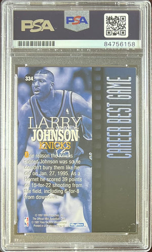 Larry Johnson auto 1997 NBA Hoops #334 card New York Knicks PSA Encapsulated