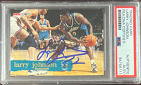 Larry Johnson auto 1995 NBA Hoops #18 card Charlotte Hornets PSA Encapsulated