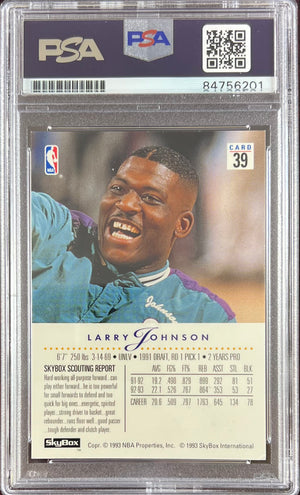Larry Johnson auto 1993 SkyBox #39 card Charlotte Hornets PSA Encapsulated
