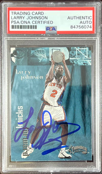 Larry Johnson auto 1998 SkyBox #2 card New York Knicks PSA Encapsulated