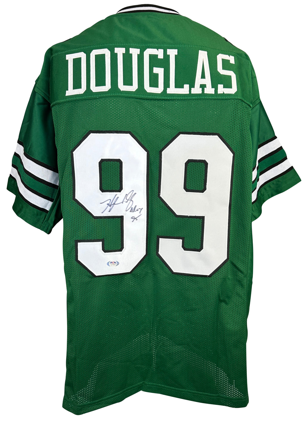 Hugh Douglas autographed signed inscribed jersey Green Pro Style PSA COA