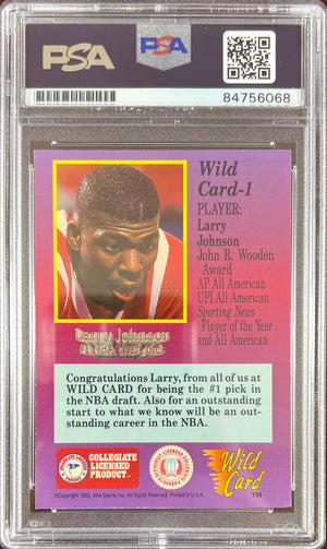 Larry Johnson auto 1991 Wild Card RC #1 UNLV PSA Encapsulated Charolett Hornets